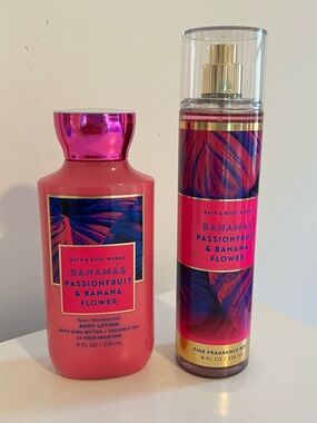 Bath & Body Works BAHAMAS PASSIONFRUIT & BANANA FLOWER Body Mist and Lotion NEW!